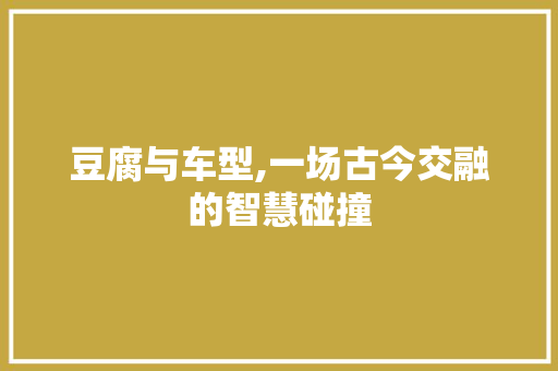 豆腐与车型,一场古今交融的智慧碰撞