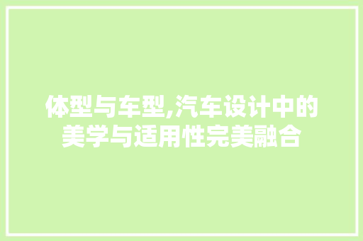 体型与车型,汽车设计中的美学与适用性完美融合
