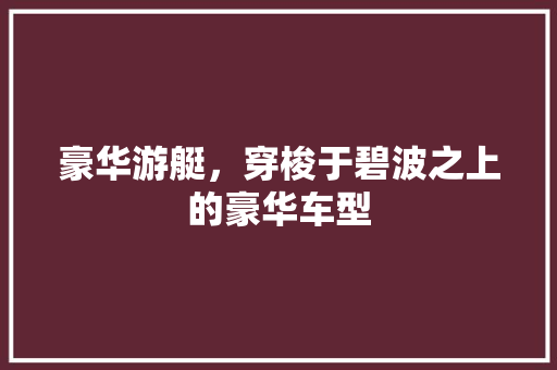 豪华游艇，穿梭于碧波之上的豪华车型