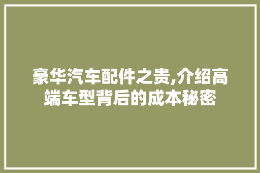 豪华汽车配件之贵,介绍高端车型背后的成本秘密