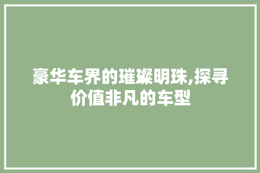 豪华车界的璀璨明珠,探寻价值非凡的车型