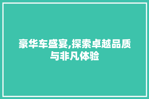 豪华车盛宴,探索卓越品质与非凡体验