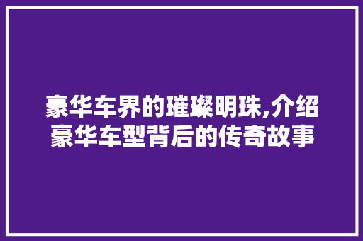 豪华车界的璀璨明珠,介绍豪华车型背后的传奇故事