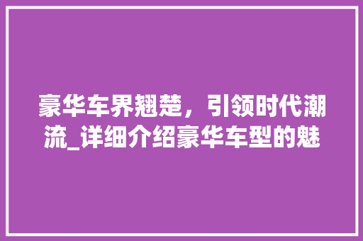 豪华车界翘楚，引领时代潮流_详细介绍豪华车型的魅力与价值