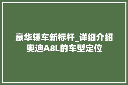 豪华轿车新标杆_详细介绍奥迪A8L的车型定位