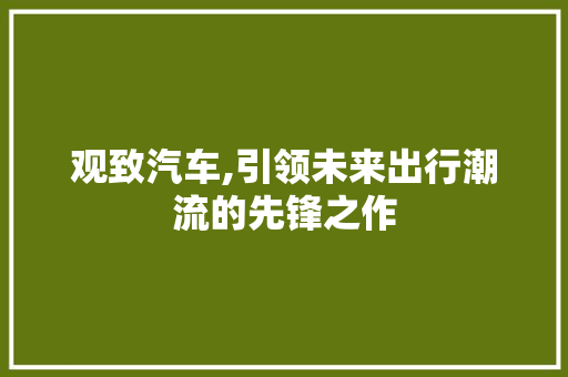 观致汽车,引领未来出行潮流的先锋之作