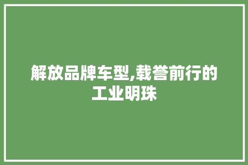 解放品牌车型,载誉前行的工业明珠