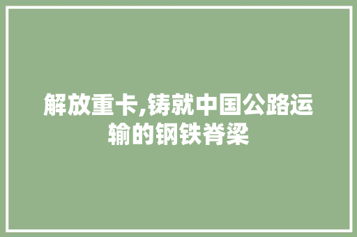 解放重卡,铸就中国公路运输的钢铁脊梁