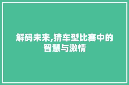 解码未来,猜车型比赛中的智慧与激情