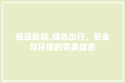 低压轮胎,绿色出行，安全与环保的完美结合