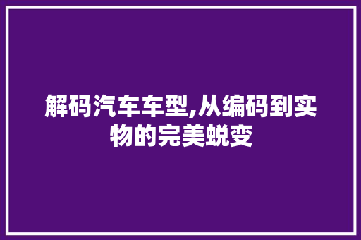 解码汽车车型,从编码到实物的完美蜕变