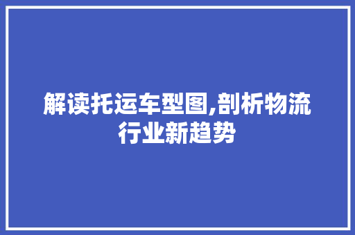 解读托运车型图,剖析物流行业新趋势