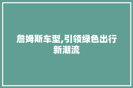 詹姆斯车型,引领绿色出行新潮流