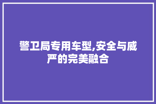 警卫局专用车型,安全与威严的完美融合