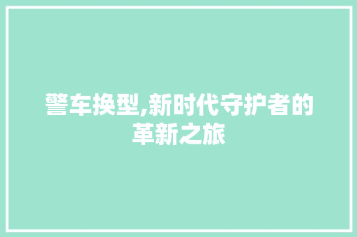 警车换型,新时代守护者的革新之旅