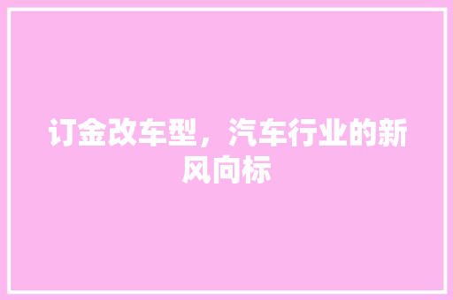 订金改车型，汽车行业的新风向标