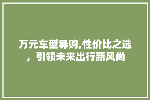 万元车型导购,性价比之选，引领未来出行新风尚