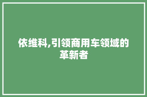 依维科,引领商用车领域的革新者