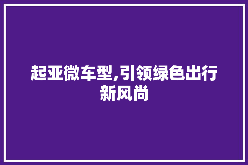起亚微车型,引领绿色出行新风尚