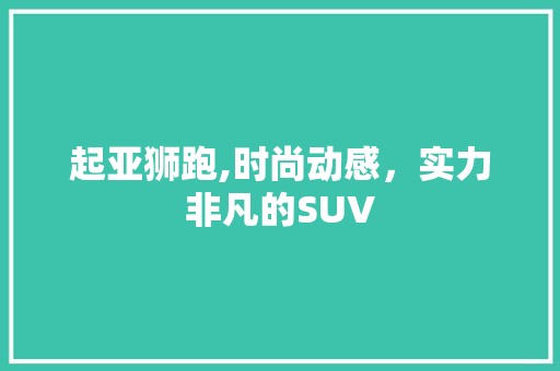 起亚狮跑,时尚动感，实力非凡的SUV