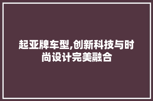 起亚牌车型,创新科技与时尚设计完美融合
