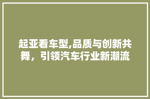 起亚看车型,品质与创新共舞，引领汽车行业新潮流