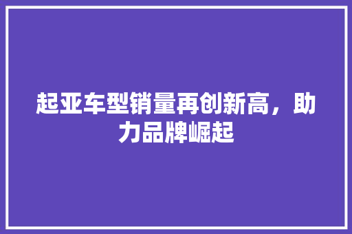 起亚车型销量再创新高，助力品牌崛起