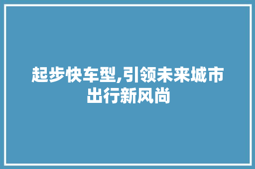 起步快车型,引领未来城市出行新风尚