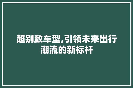 超别致车型,引领未来出行潮流的新标杆