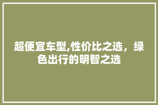 超便宜车型,性价比之选，绿色出行的明智之选