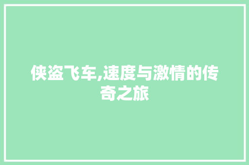 侠盗飞车,速度与激情的传奇之旅