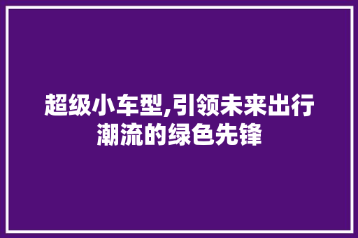 超级小车型,引领未来出行潮流的绿色先锋