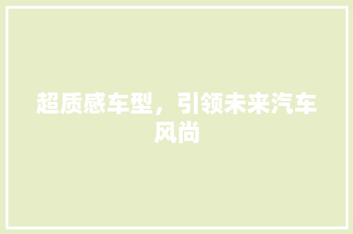 超质感车型，引领未来汽车风尚