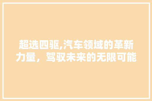 超选四驱,汽车领域的革新力量，驾驭未来的无限可能