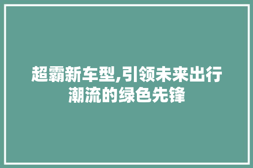 超霸新车型,引领未来出行潮流的绿色先锋