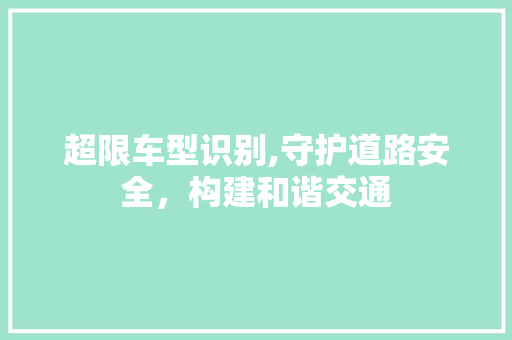 超限车型识别,守护道路安全，构建和谐交通
