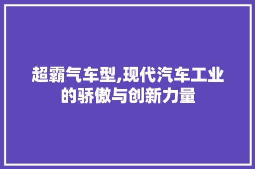 超霸气车型,现代汽车工业的骄傲与创新力量