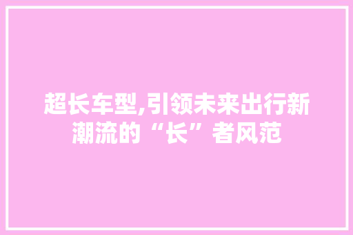 超长车型,引领未来出行新潮流的“长”者风范