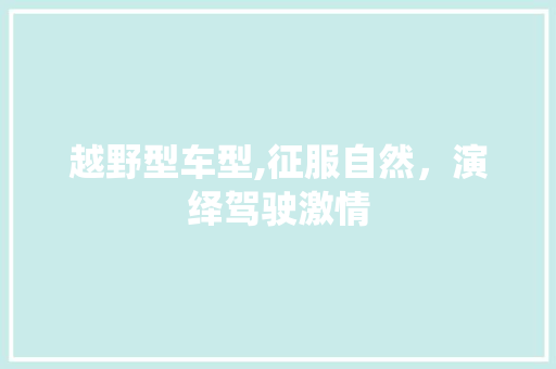 越野型车型,征服自然，演绎驾驶激情