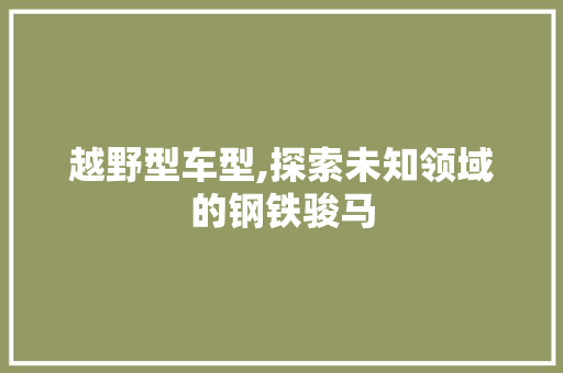 越野型车型,探索未知领域的钢铁骏马