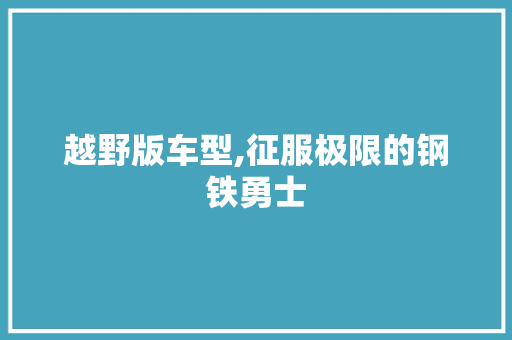 越野版车型,征服极限的钢铁勇士