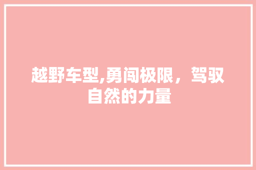 越野车型,勇闯极限，驾驭自然的力量