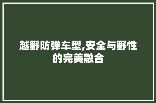 越野防弹车型,安全与野性的完美融合