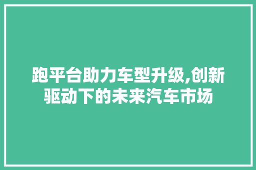 跑平台助力车型升级,创新驱动下的未来汽车市场