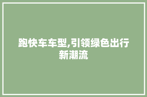 跑快车车型,引领绿色出行新潮流