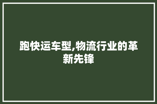 跑快运车型,物流行业的革新先锋