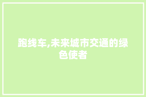 跑线车,未来城市交通的绿色使者