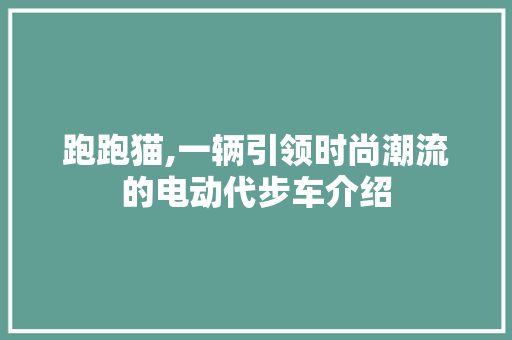 跑跑猫,一辆引领时尚潮流的电动代步车介绍