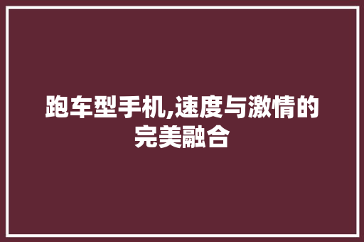 跑车型手机,速度与激情的完美融合