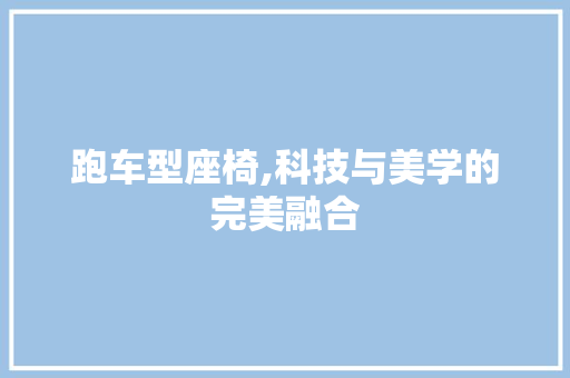 跑车型座椅,科技与美学的完美融合